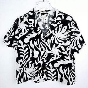 Rachel Zoe Black & White Linen Button Front Shirt NWT